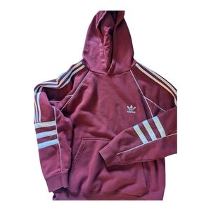 Adidas Maroon Hoodie with White Stripes For Men's Or Women's